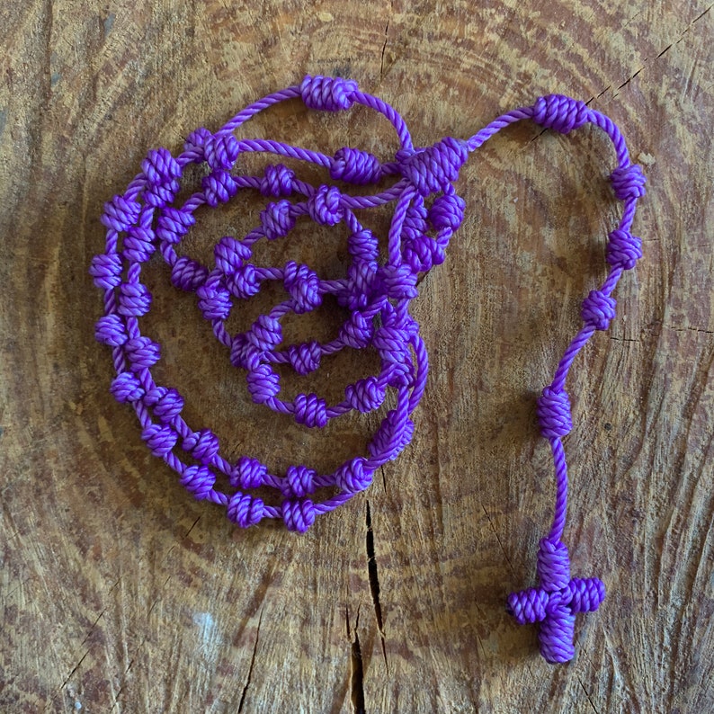 Lavender Knotted Twine Rosary Cord Rosary Nylon Rosary Etsy