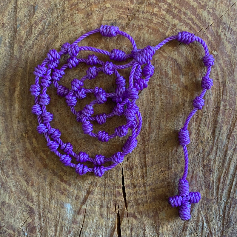 Lavender Knotted Twine Rosary Cord Rosary Nylon Rosary - Etsy