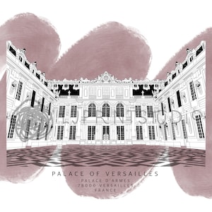 Palace of Versailles, Paris, France, Digital Download Illustration