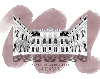 Château de Versailles, Paris, France, illustration en téléchargement numérique