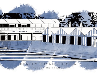 Henley on Thames, BATEAU TENTE, rivière, aviron, régate royale, téléchargement numérique illustration