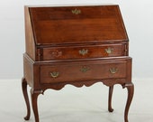 19th C. Queen Anne Style Mahogany Drop Front Desk, Antique Mahogany Desk