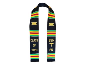 Custom Nurse Graduation Stoles Class of 2023 Kente Sash, RN BSN Nursing Grads stole