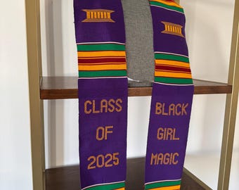 Black Girl Magic Graduation Stole, Class of 2026 Kente Sash, College Grad stole Gift.