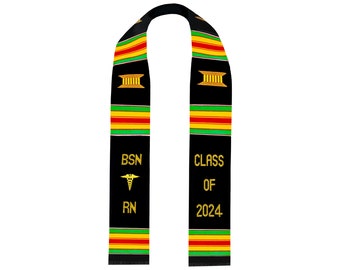 Benutzerdefinierte Krankenschwester-Abschluss-Stola Klasse von 2024 Kente Sash, RN BSN Nursing Grads Stola