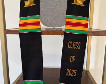 Custom Kente Cloth Graduation stole Class of 2024 /2025 / Kente Grad Sash for graduation Gift.