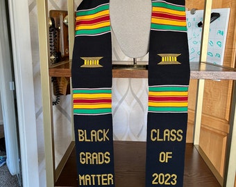 Black Grads Matter Graduation stoles Class of 2024, Black Kente Sash Embroidery graduation, College Graduation Stoles, Graduation Gifts