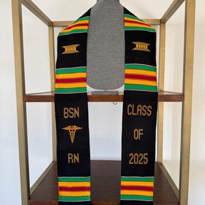 Custom Nurse Graduation Stoles Class of 2025 Kente Sash, RN BSN Nursing Grads stole