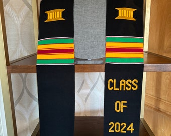 Custom Kente Cloth Graduation stole Class of 2024 / Kente Grad Sash for graduation Gift.