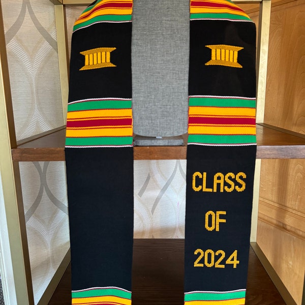 Custom Kente Cloth Graduation stole Class of 2024 / Kente Grad Sash for graduation Gift.