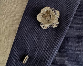 lapel Pin Rose Flower Gold Metal Wedding pin