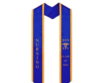 Custom Embroidered RN BSN Graduation Stole | Class of 2026 Nurse Gift