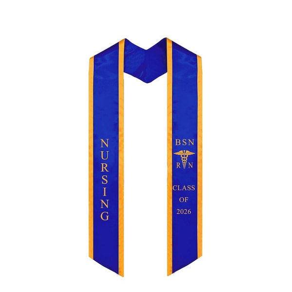 Custom Embroidered RN BSN Graduation Stole | Class of 2026 Nurse Gift
