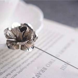 Rose Flower Lapel Pin Metal Gold, Rose Gold, Silver, Black Women Men Cloth Brooches Pin Wedding Suit Accessories image 9