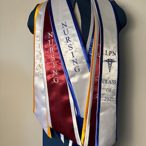 Custom LPN Nurse Graduation Stole Class of 2025, Embroidery  nursing graduation sash gift for nurses.