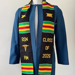 Custom Nurse Graduation Stoles Class of 2026 Kente Sash, RN MSN Nursing Grads stole