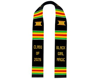 Black Girl Magic Graduation Stole, Class of 2025 Kente Sash, College Grad stole Gift.