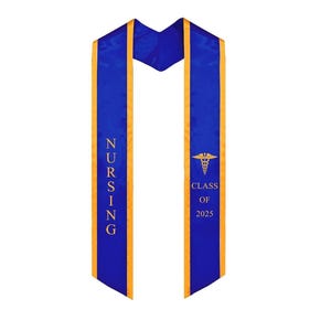 Custom Blue Nurse Graduation Stole Class of 2025, nursing graduation sash gift for nurses.