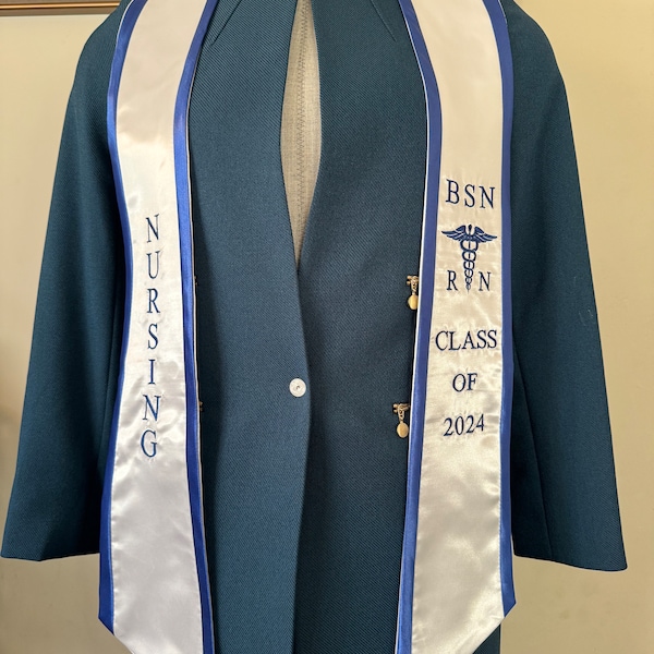 Nurse Graduation Stole Class of 2024, BSN RN nursing graduation sash gift for nurses.