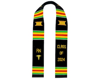 Étoles de diplôme d'infirmière personnalisées promotion 2024 Ceinture Kente, IA Étole de diplômé en soins infirmiers