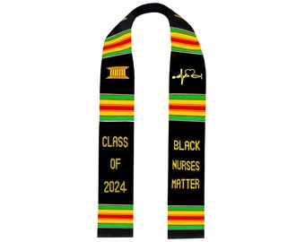 Black Nurses Matter with medical Symbol Graduation stoles Class of 2024, Black Kente Embroidery, College Graduation Stoles, Graduation Gifts