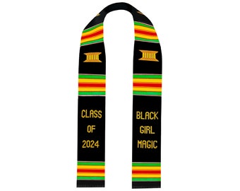 Étole de remise des diplômes magique fille noire, ceinture kente promotion 2024, cadeau d'étole pour diplômé universitaire.