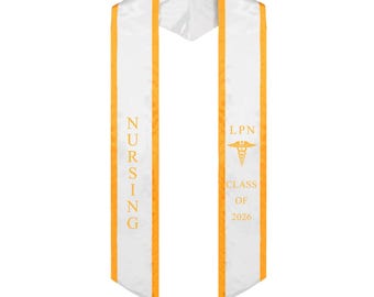 Custom LPN Nursing Graduation Stole Sash Class of 2026 With Healthcare Logo | Personalized LPN Nurse Graduate Gift | Embroidered Stole