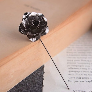 Rose Flower Lapel Pin Metal Gold, Rose Gold, Silver, Black Women Men Cloth Brooches Pin Wedding Suit Accessories image 10