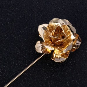 Rose Flower Lapel Pin Metal Gold, Rose Gold, Silver, Black Women Men Cloth Brooches Pin Wedding Suit Accessories image 5