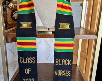 Black Nurses Matter Graduation stoles Class of 2023, Black Kente Sash Embroidery graduation, College Graduation Stoles, Graduation Gifts