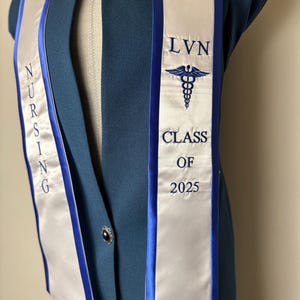 Custom LVN Nurse Graduation Stole Class of 2025, Embroidery  nursing graduation sash gift for nurses.