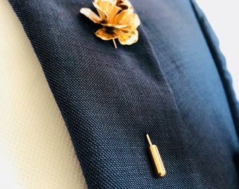 lapel Pin Rose Flower Gold Metal Wedding pin