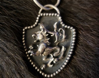 Royal Lion Sterling Silver Shield Necklace