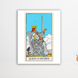 Póster de la carta del Tarot de la Reina de Espadas, arte gótico, cartel de bruja del Tarot, impresión de arte metafísico sin marco