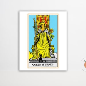 The Queen of Wands Tarot Card Print Gothic Art Tarot Witchy Poster Unframed Metaphysical Art Print
