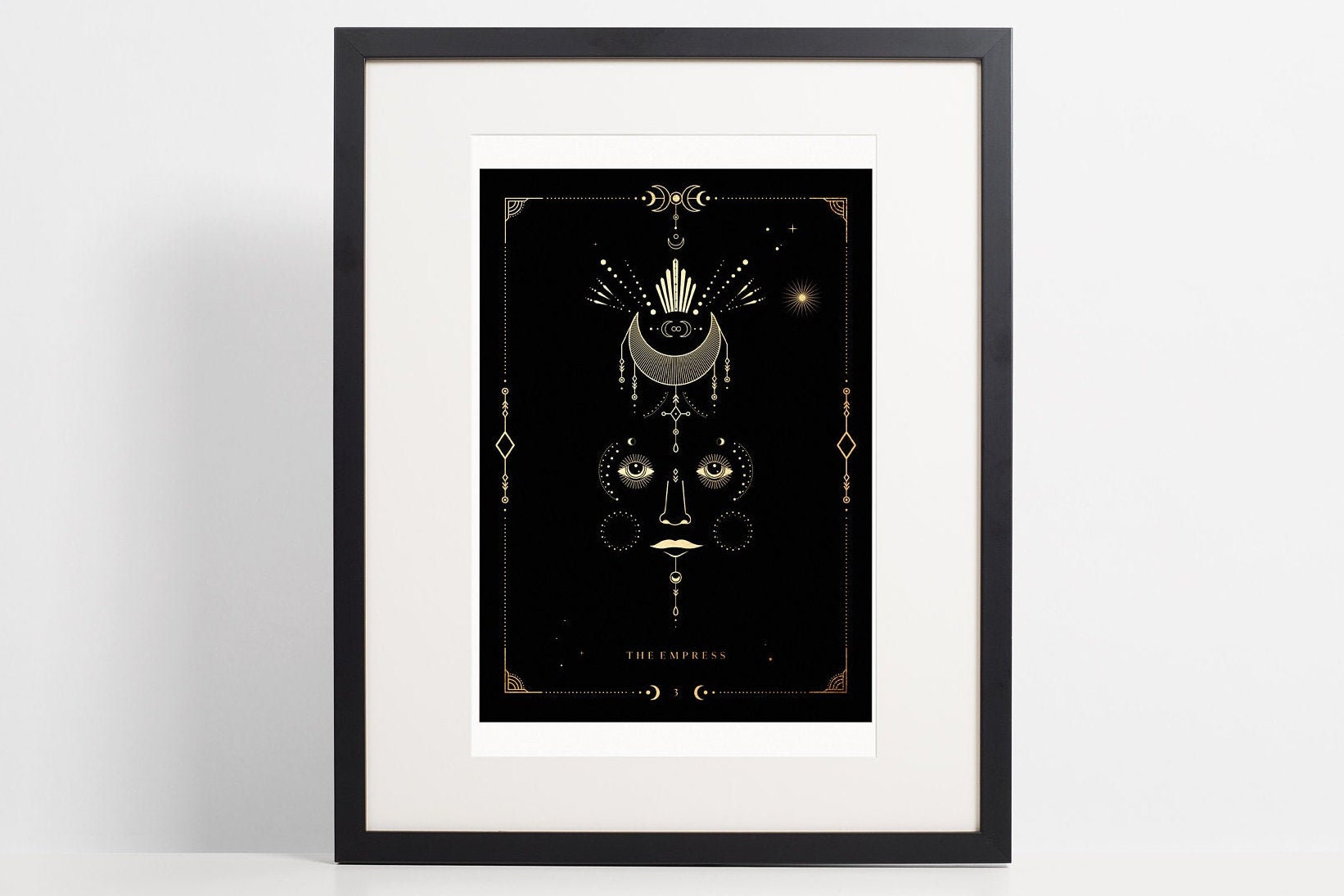 Tarot Poster Major Arcana The Empress Black and Gold Tarot Art Etsy