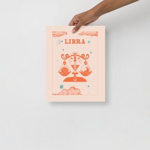 Libra Retro Libra Retro Zodiac Poster 70s Print Astrology Gift Libra Astrology Art ...