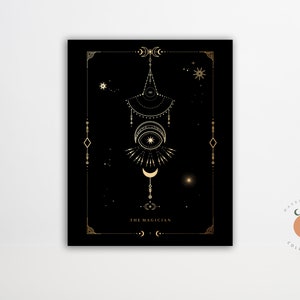 The Magician Black and Gold Tarot Card Print Gothic Art Tarot Witchy Unframed Art Print