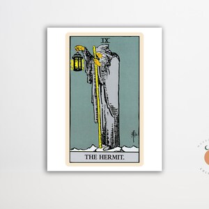 The Hermit Tarot Card Print Gothic Art Tarot Witchy Poster Unframed Metaphysical Art Print