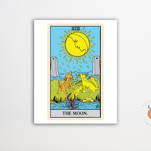 The Moon Tarot Card Print Gothic Art Tarot Witchy Poster Unframed Metaphysical Art Print