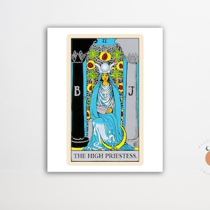 The High Priestess Tarot Card Print Gothic Art Tarot Witchy Poster Unframed Metaphysical Art Print