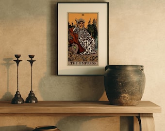 Arte mural del Tarot de la Emperatriz, lámina vintage de tarot de la edición Earthbound, decoración de pared estilo cottagecore, regalo de bruja, decoración mística bohemia.