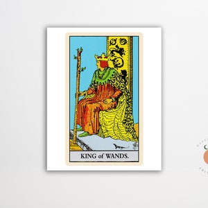 The King of Wands Tarot Card Print Gothic Art Tarot Witchy Poster Unframed Metaphysical Art Print