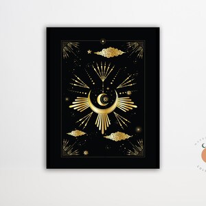 Mond Magie Himmlische Esoterik Kunst Witchy Poster Mystische Wandkunst Spirituelle Kunst