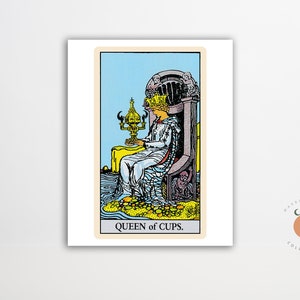 The Queen of Cups Tarot Card Print Gothic Art Tarot Witchy Poster Unframed Metaphysical Art Print