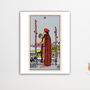 Los dos de varitas Tarot Card Print Arte gótico Tarot Witchy Cartel Sin marco Impresión de arte metafísico