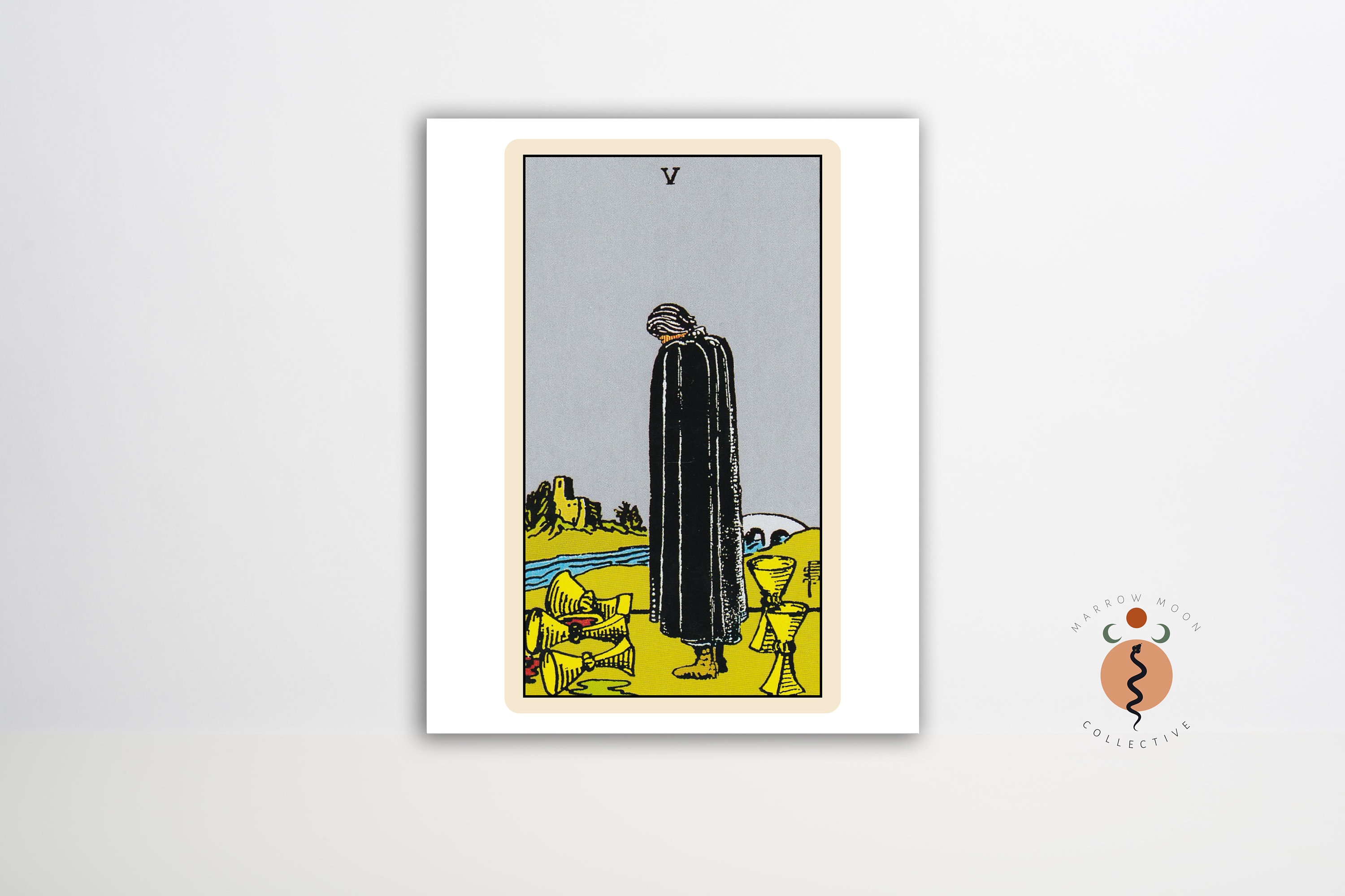 The Five of Cups Tarot Card Print Gothic Art Tarot Witchy Poster