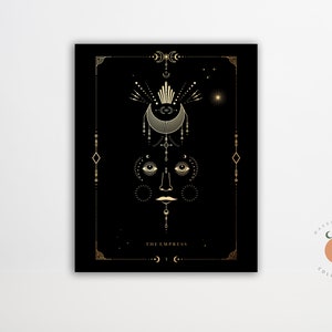 The Empress Black and Gold Tarot Card Print Gothic Art Tarot Witchy Unframed Art Print