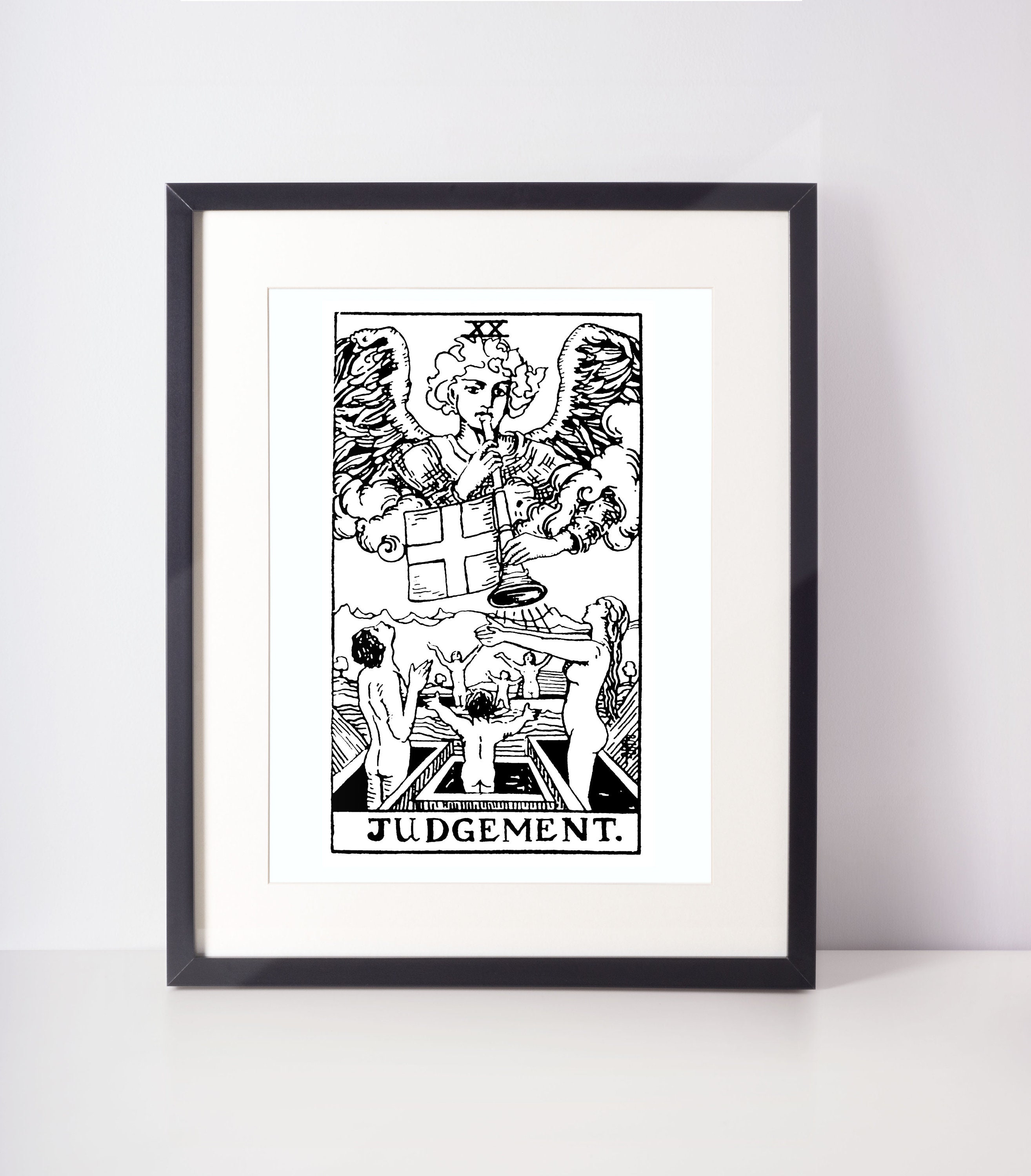 Judgement Black and White Tarot Print Tarot Card Art Major Etsy