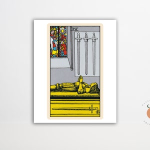 The Four of Swords Tarot Card Poster Gothic Art Tarot Witchy Poster Unframed Metaphysical Art Print